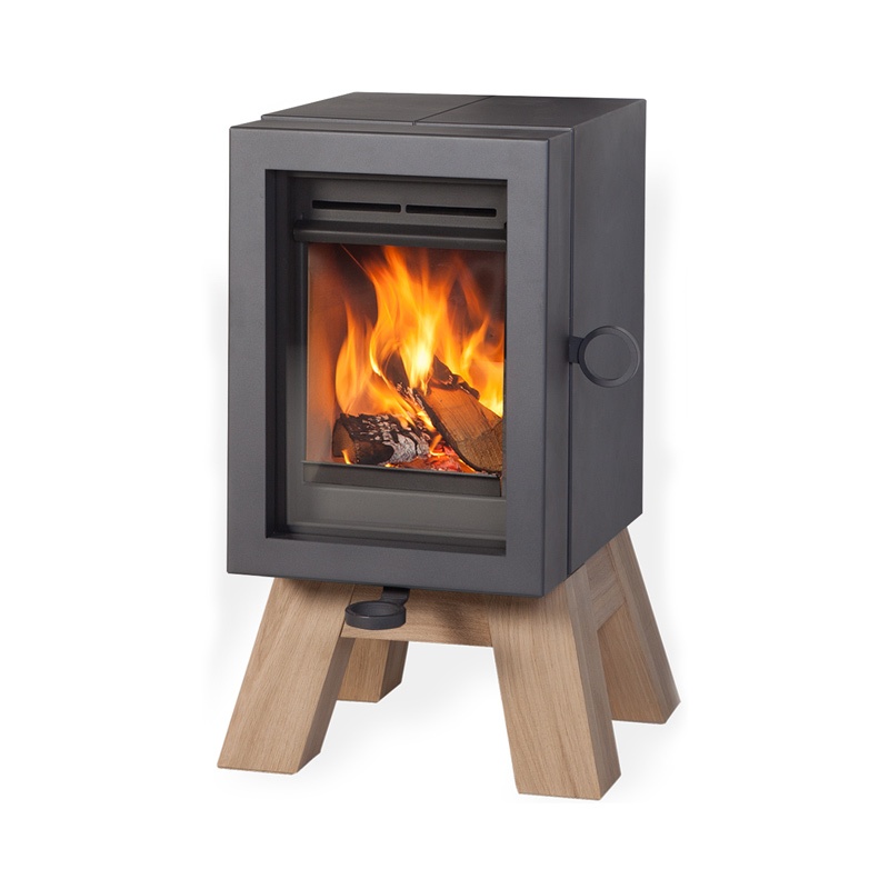 Wanders OAK STEEL krbové kachle s bielym oceľovým podstavcom