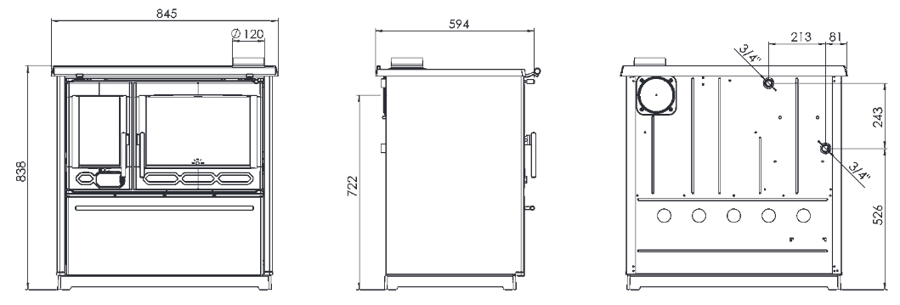 PLAMEN Termo Glas hnedý pravý teplovodný sporák