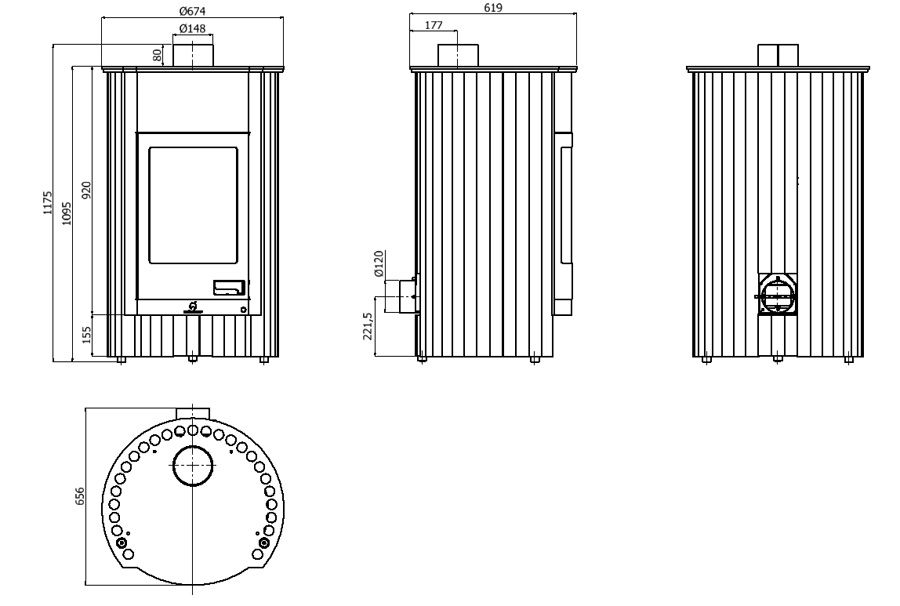 MASTERFLAMME krbové kachle Grande I čierne