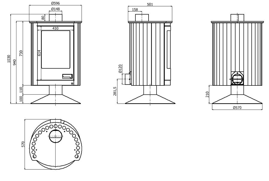 MASTERFLAMME krbové kachle Piccolo II šedé